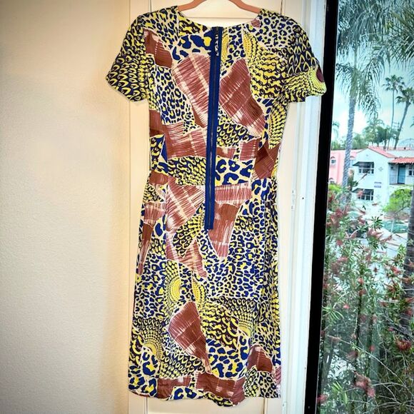 Antik Batik Arly Pencil Dress Yellow Blue size S/M - Picture 6 of 11
